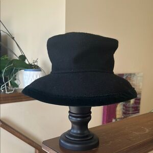 Vintage Black Wool Hat with Wide Brim made in Vancouver BC